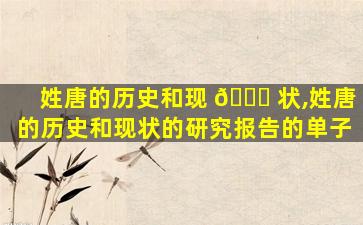 姓唐的历史和现 🐛 状,姓唐的历史和现状的研究报告的单子